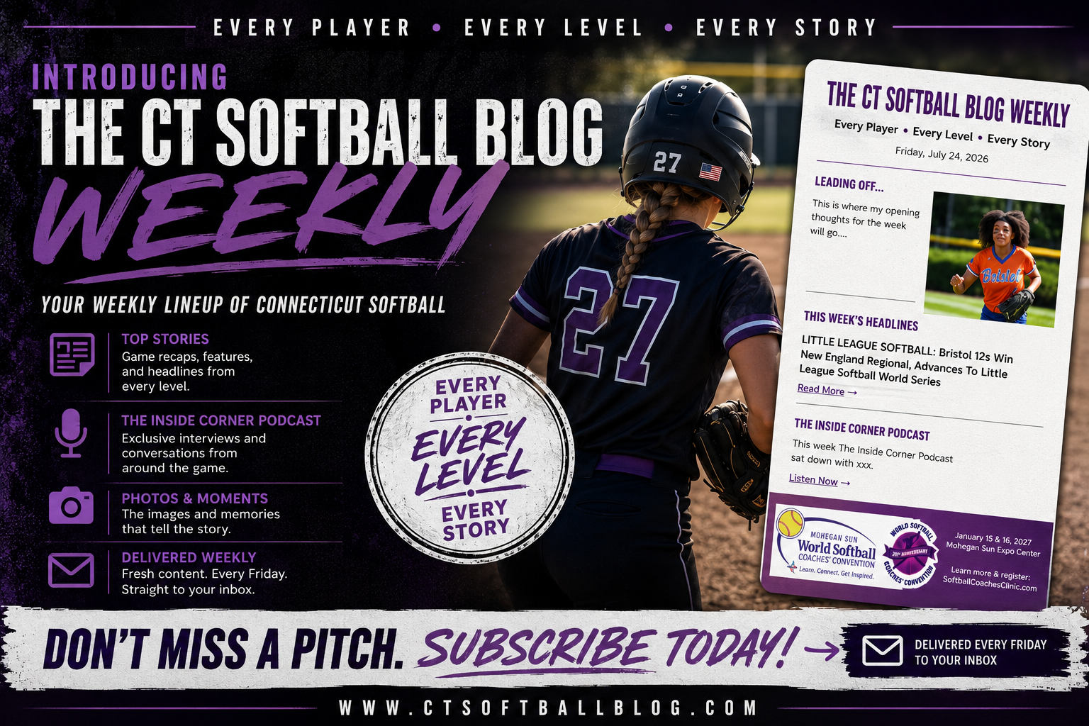 DON’T MISS A STORY: The CT Softball Blog Weekly Newsletter Has Arrived